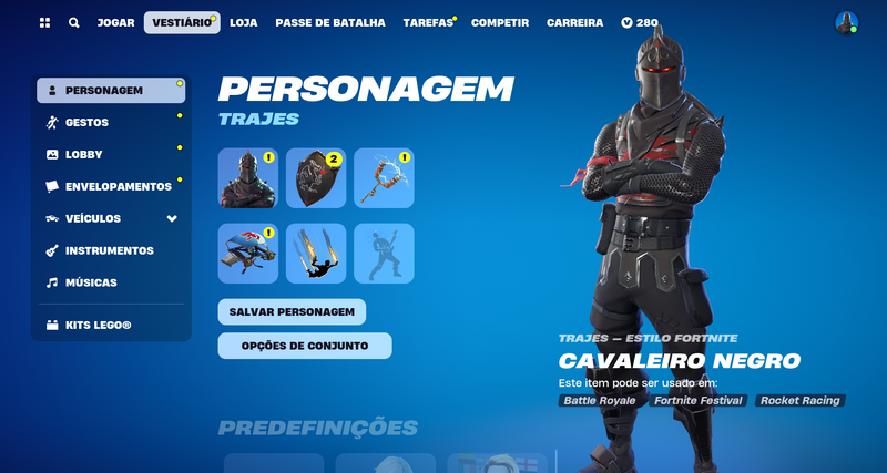 CAVALEIRO NEGRO, IKONIK, TRAVIS SCOTT, SALVE O MUNDO E 223 SKINS